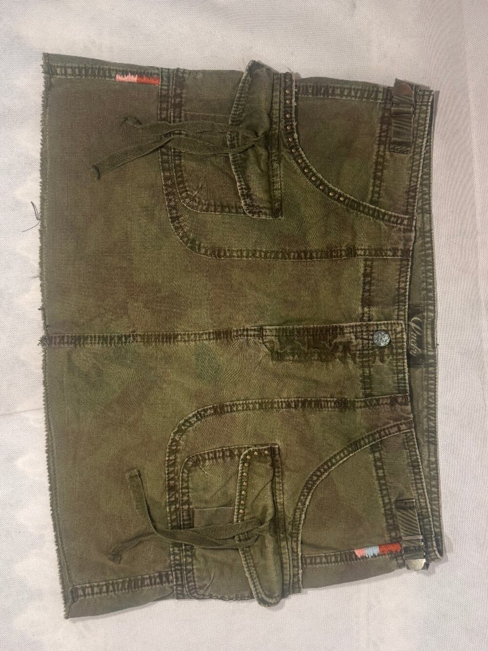 Vintage Lucky Brand olive green utility cargo mini skirt